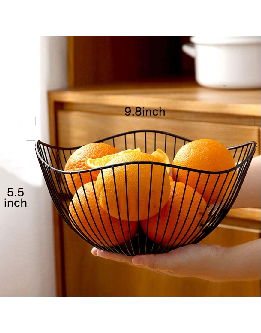 DMAR Wire Fruit Basket Black Fruit Bowl for Kitchen Counter Wave Fruit Basket Serving Bowl Wire Fruit Dish for Fruits and Veggies