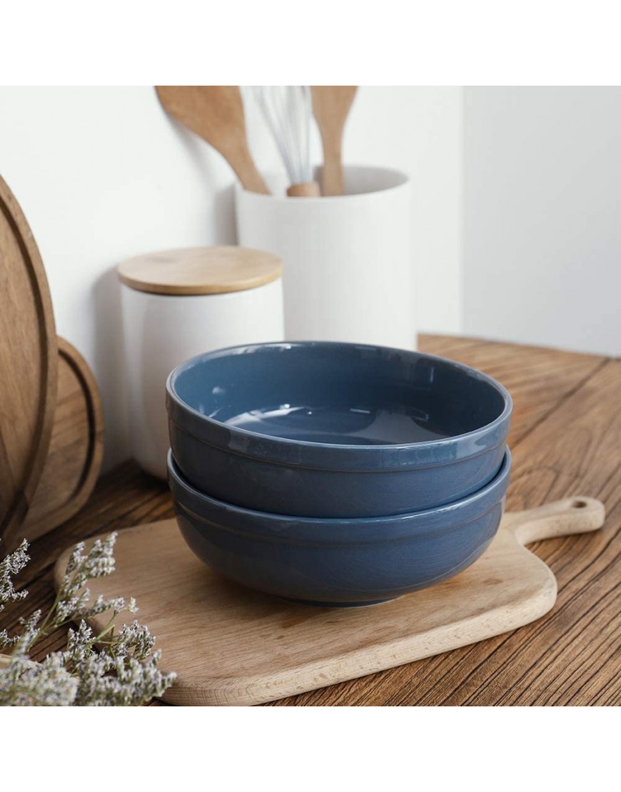 DOWAN Porcelain Soup Bowls 32 Ounces Individual Salad Bowls Serving Bowls for Pasta Soup Cereal Salad Sturdy Pho Bowls for Kitchen Dishwasher & Microwave Safe Bowls Set of 3 Blue Airy Blue