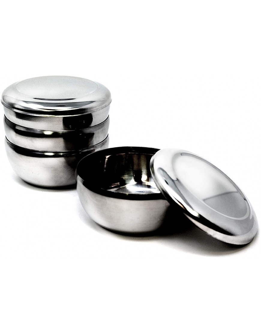 Eutuxia Korean Stainless Steel Rice Bowl + Lid Set of 4. Traditional Round & Unbreakable. Keep Rice or Soup Warm w Metal Bowl. Made in Korea. 스텐밥공기