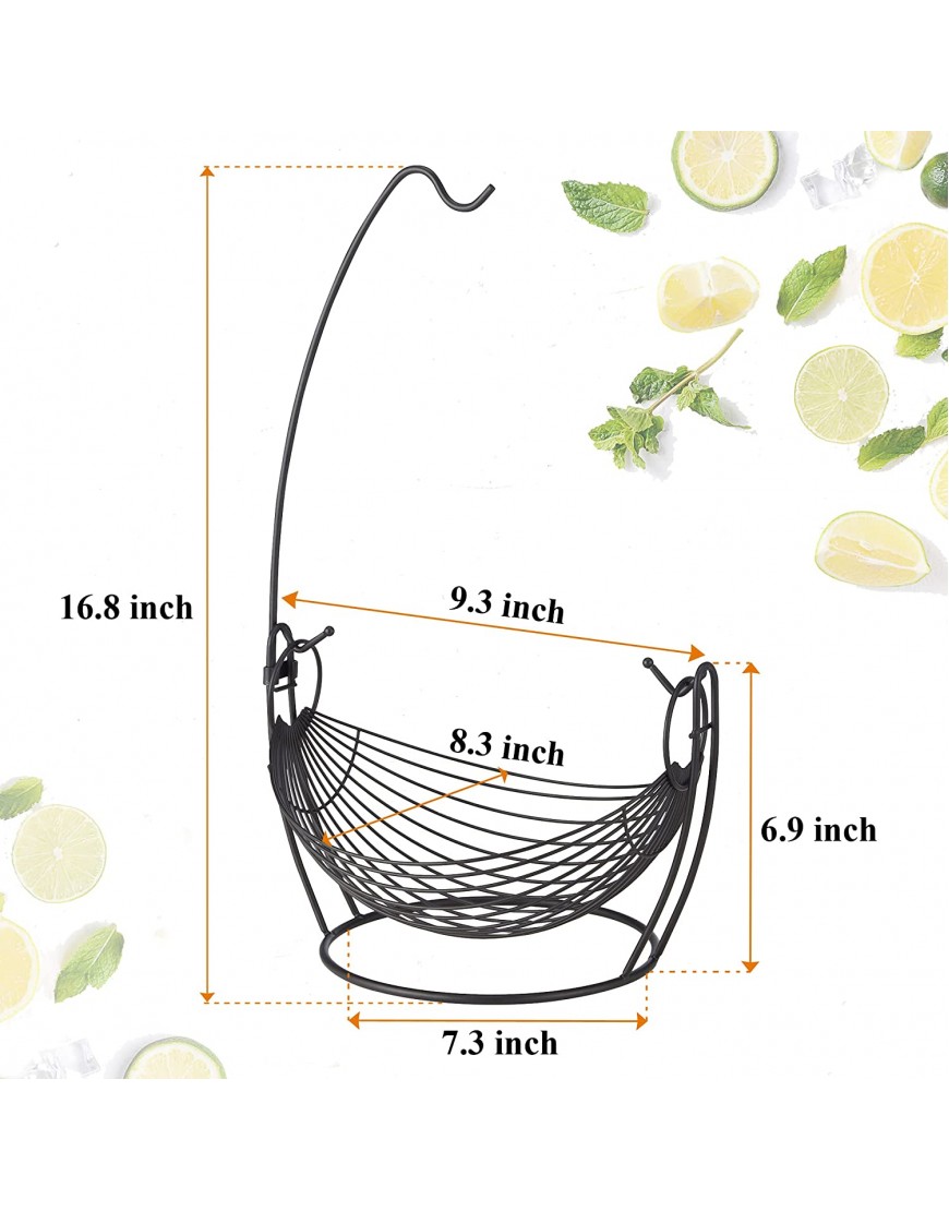 Fruit Basket with Banana Hanger Fruit Bowl for Kitchen Counter Black DECLUTTR