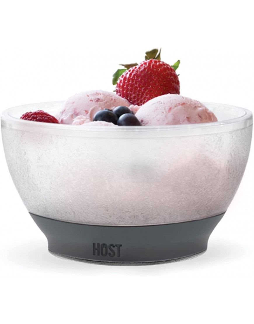 Host Ice Cream Freeze Bowl Double Walled Insulated Freezer Gel Chiller Kitchen Accessory for Dessert Dip Cereal with Comfort Silicone Grip Plastic Grey
