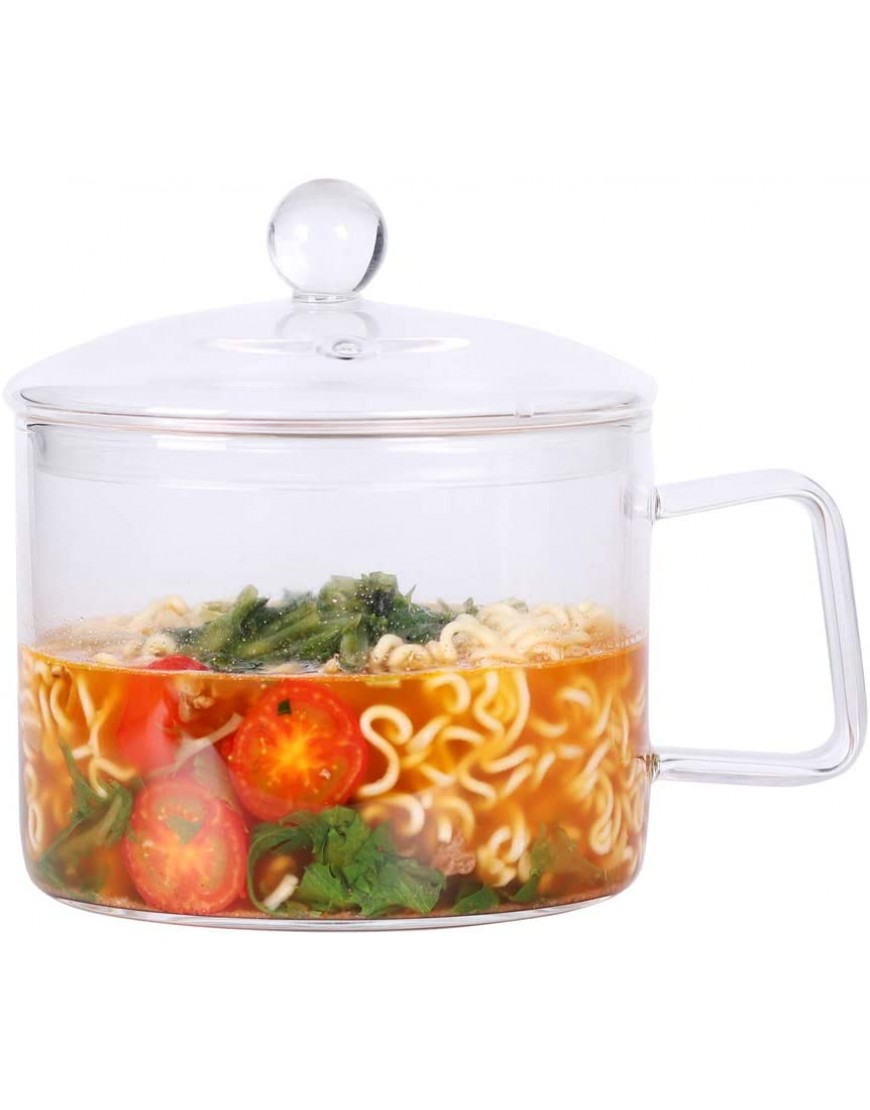 Mini Sized Glass Pasta Noodles Bowl with Lid and Handle 44 FL OZ 1.4L Glass Soup Bowl for Noodles Soup Cereals Fruits BPA Free Microwave Dishwasher Oven