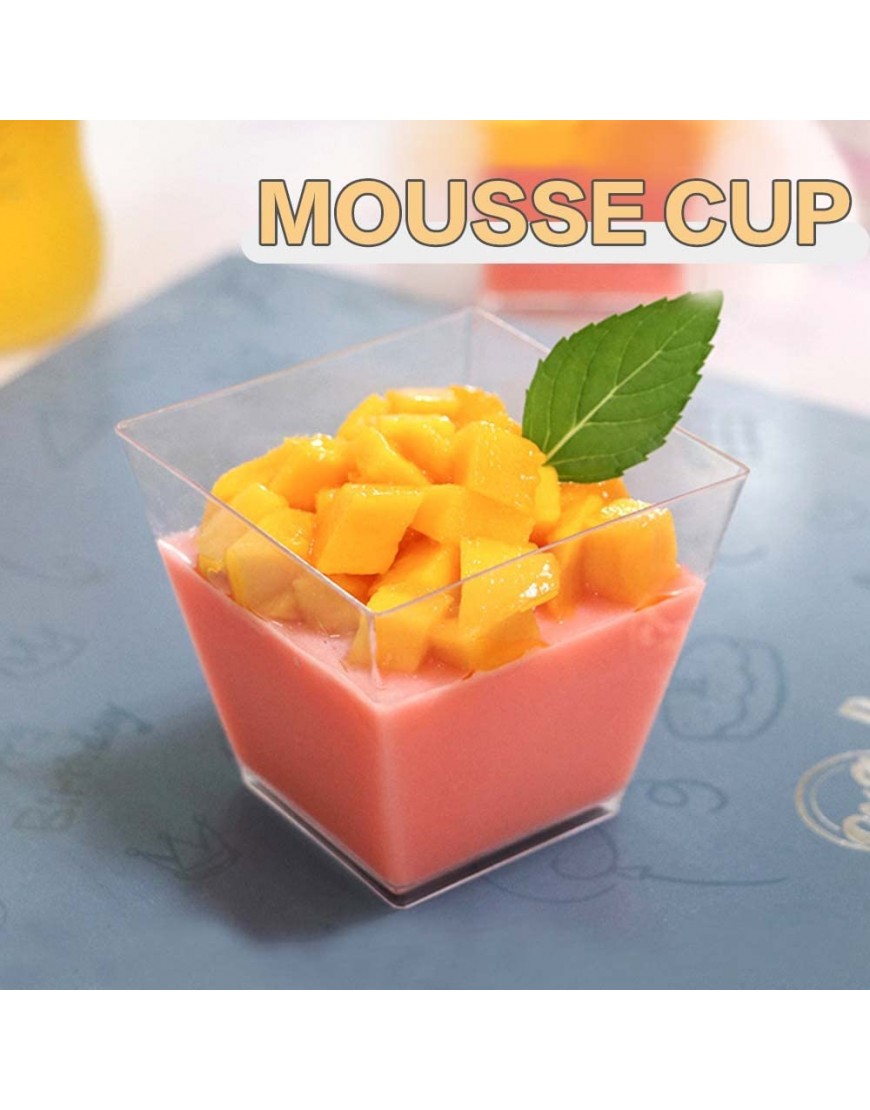 Oomcu 100 Pack 2 oz Small Square Clear Plastic Dessert Tumbler Cups Mini Disposable Serving Bowls for Desserts Appetizers Puddings Ice Cream Yogurt Chocolate Candies Mousse