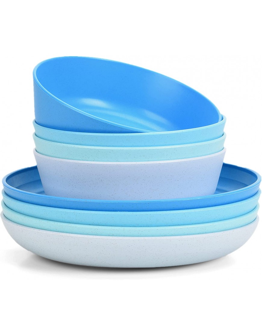 Small Plates and Bowls Set Wheat Straw Cereal Bowls Set Unbreakable Microwave Dishwasher Safe Dinnerware Sets for Rice,Soup ,Pasta ，Snacks，Side Dishes【 Set of 8 】