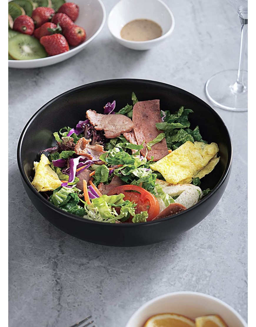 Teocera Porcelain Pasta Bowls Salad Bowls Set Large Serving Bowls 50 Ounce Set of 4 Matte Black