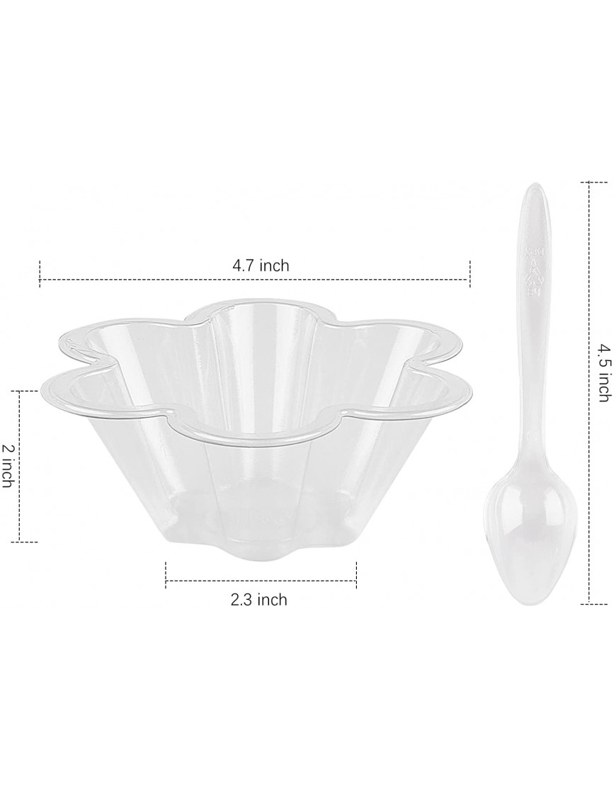 TOFLEN 50ct 8 oz Disposable Ice Cream Cups with Spoons Clear Plastic Dessert Cups Serving Bowls for Parfait Fruit Salad Appetizers