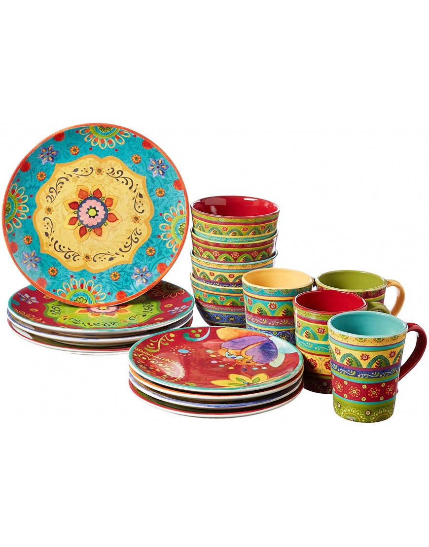 Certified International Tunisian Sunset 16 pc Set Service for 4 Dinnerware Dishes Multicolored