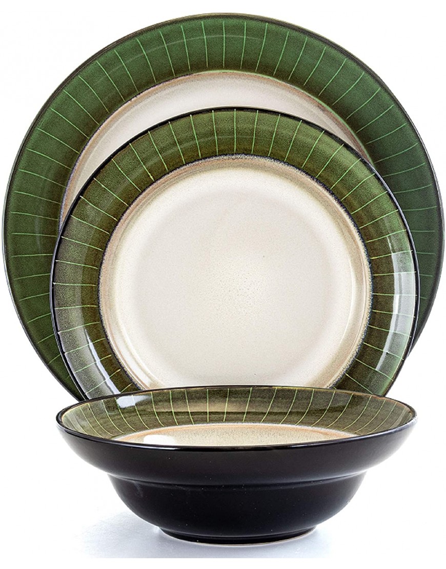 elama Grand Jade 16 Piece Stoneware Dinnerware Set