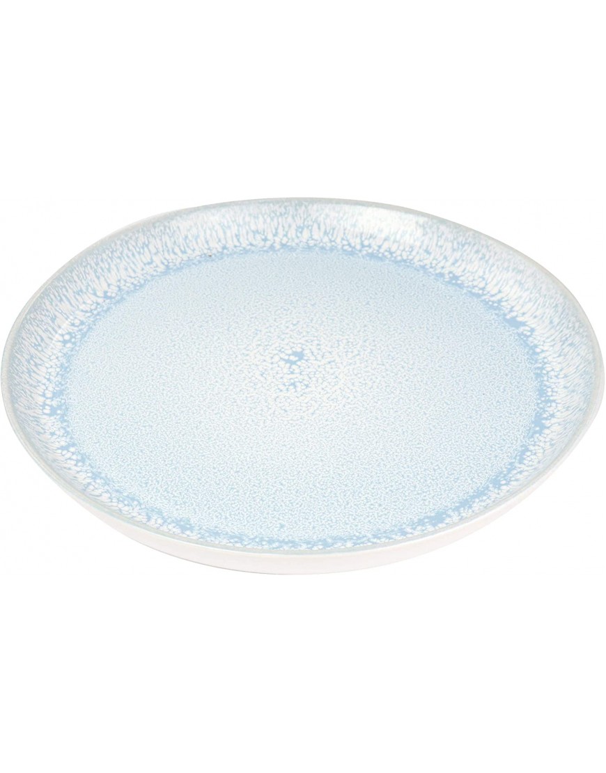 Elama Round Stoneware Mocha Collection Contemporary Dinnerware Dish Set 16 Piece Blue and White