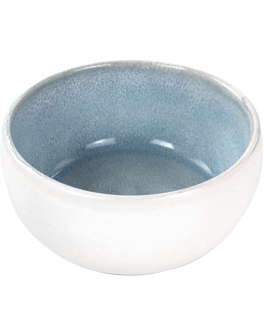 Elama Round Stoneware Mocha Collection Contemporary Dinnerware Dish Set 16 Piece Blue and White
