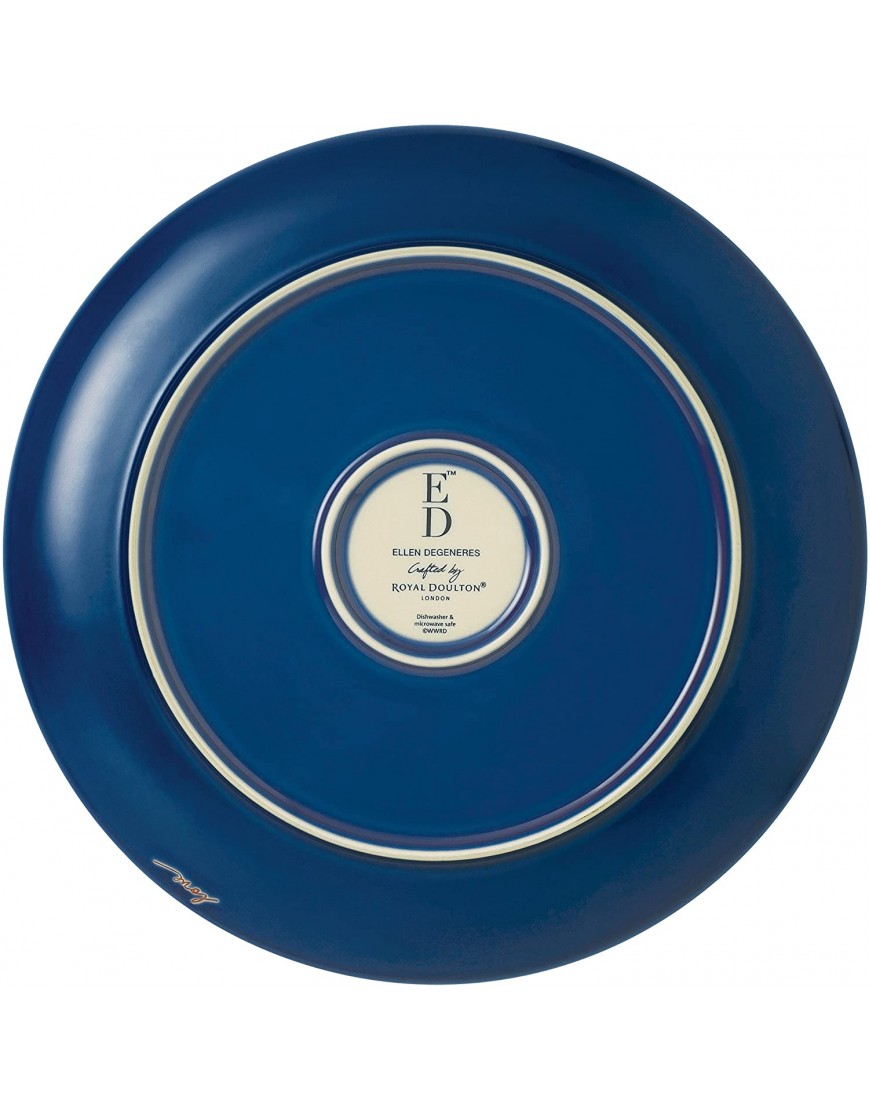 Ellen Degeneres Royal Doulton Stoneware Tableware Collection Cobalt Blue 16 piece set four 11.2 plates four 8.3 plates four 6.5 bowls and four 14 fl oz mugs Microwave and Dishwasher safe