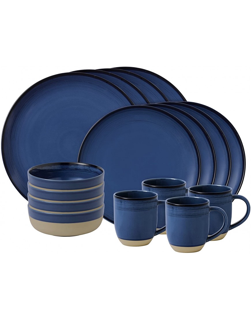 Ellen Degeneres Royal Doulton Stoneware Tableware Collection Cobalt Blue 16 piece set four 11.2" plates four 8.3" plates four 6.5" bowls and four 14 fl oz mugs Microwave and Dishwasher safe