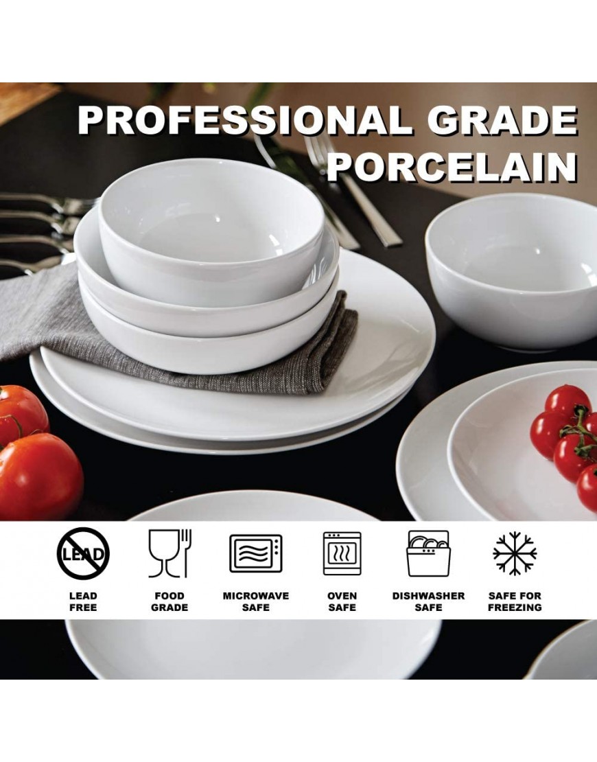 Euro Ceramica Essential Collection Porcelain Dinnerware and Serveware 16 Piece Set Service for 4 Classic White