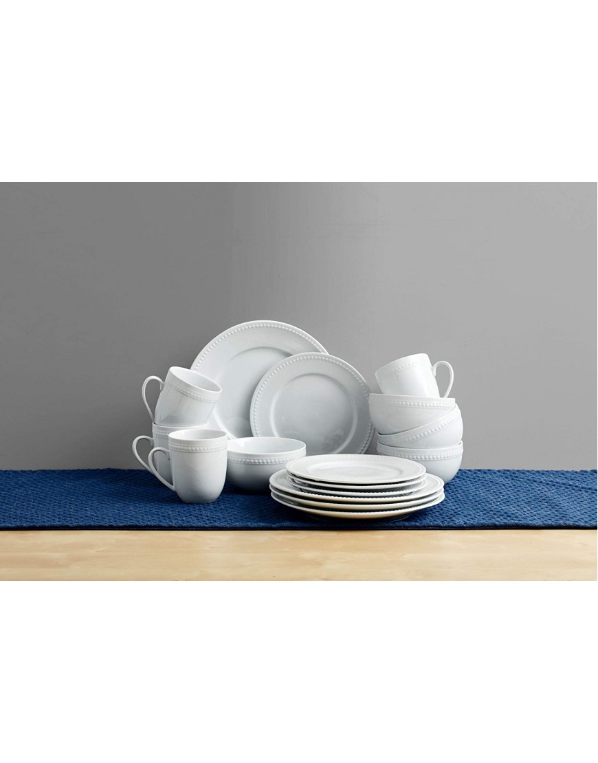 Everyday White by Fitz and Floyd Beaded 16 Piece Dinnerware Set Service for 4