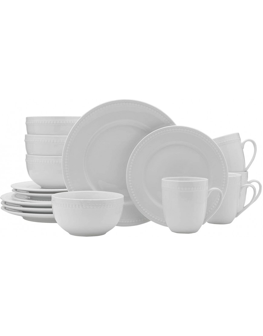 Everyday White by Fitz and Floyd Beaded 16 Piece Dinnerware Set Service for 4