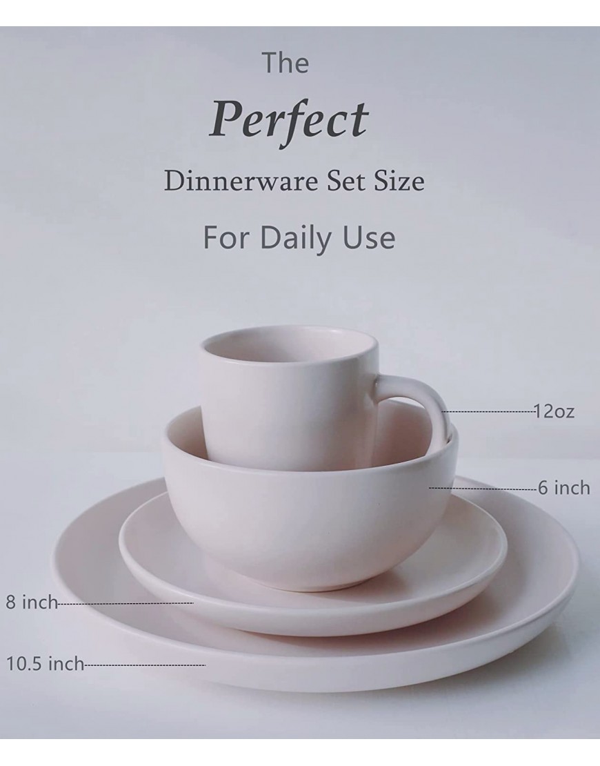 Famiware Macaron Dish Set Plates and Bowls Set For 4 16 Piece Dinnerware Sets Cream