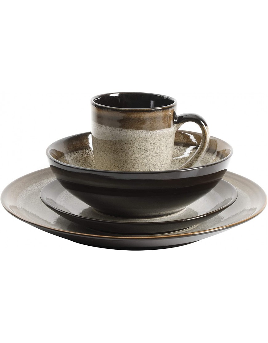 Gibson Elite Couture Bands 16-Piece Dinnerware Set Brown