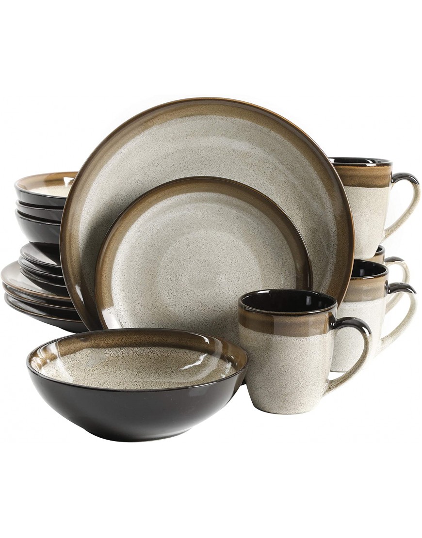 Gibson Elite Couture Bands 16-Piece Dinnerware Set Brown