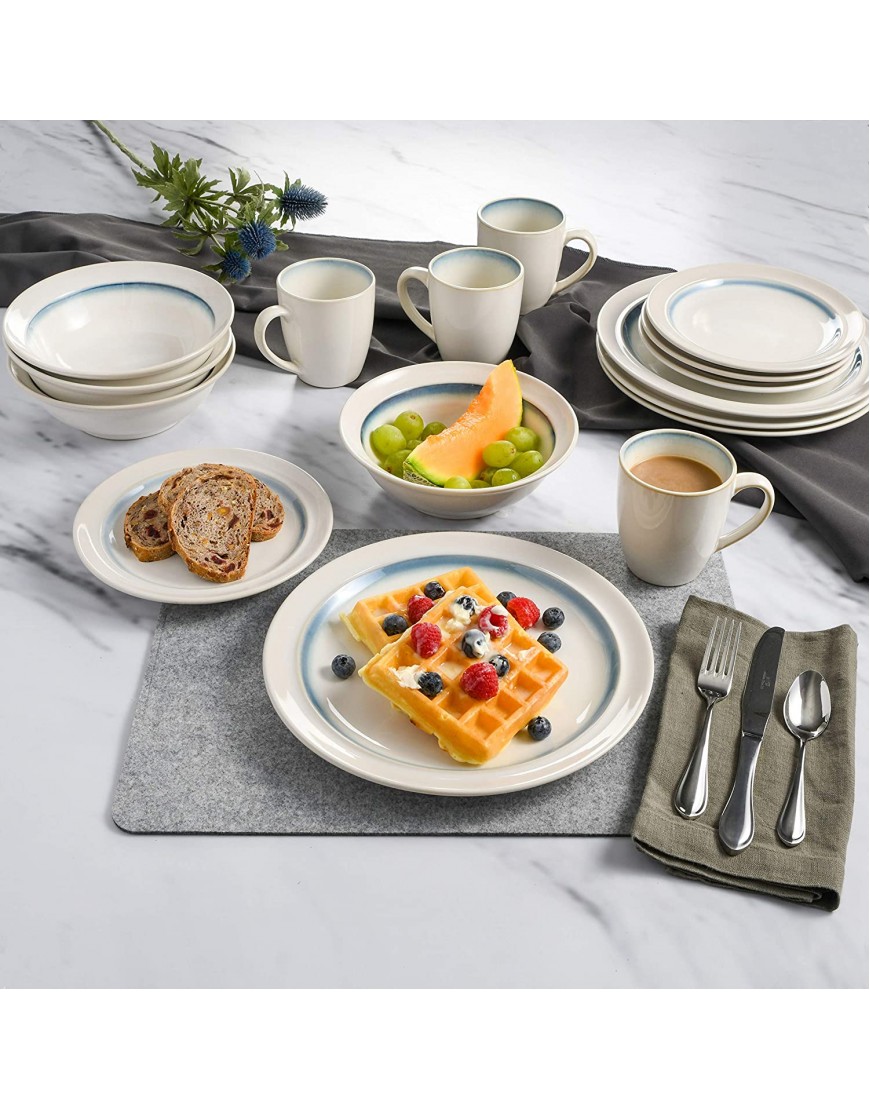 Gibson Elite Lawson Round Reactive Glaze Stoneware Dinnerware Set Service for Four 16pcs White Brown