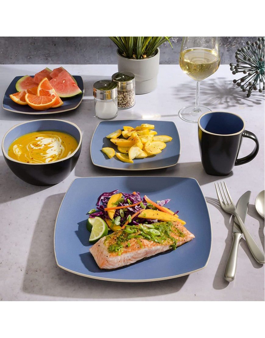 Gibson Elite Soho Lounge Dinnerware Set Service for 4 16pcs Matte Blue