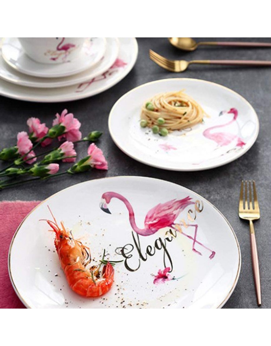 SHINING Flamingo Ceramic Gold Side Dinnerware Set 6” 8” 10” Dinner Plates Serving Dishes For Daily Use Housewarming Gifts 6
