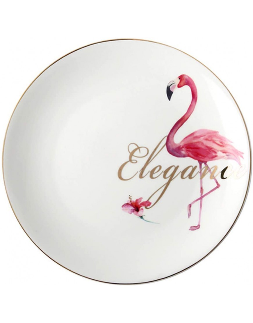 SHINING Flamingo Ceramic Gold Side Dinnerware Set 6” 8” 10” Dinner Plates Serving Dishes For Daily Use Housewarming Gifts 6"