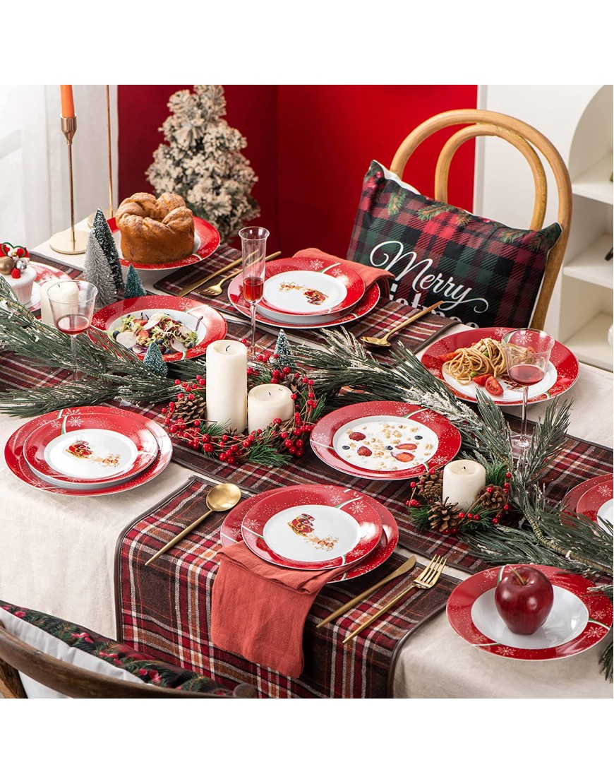 VEWEET Christmas Dinnerware Set 36 Piece Porcelain Christmas Dishes Christmas Tree Pattern Plate Sets with Dinner Plate Dessert Plate Soup Plate Service for 12 Christmas Tree Series