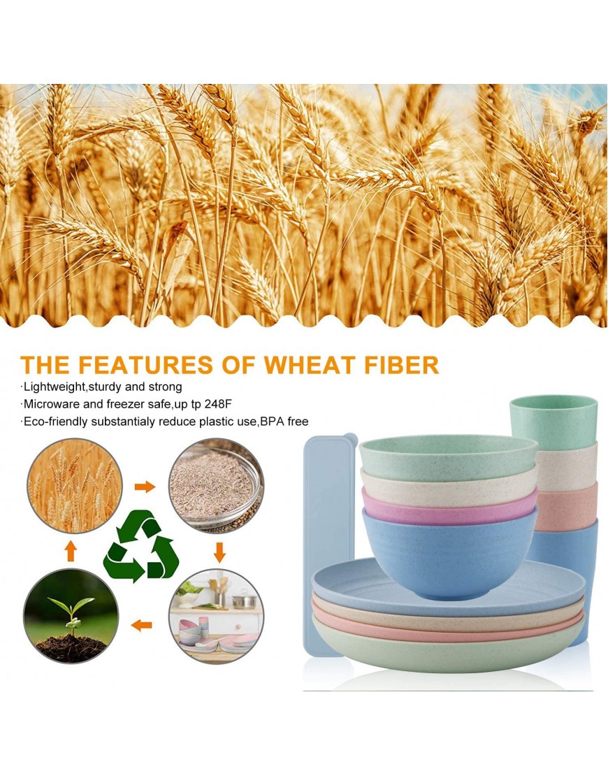 Wheat Straw Dinnerware Sets -Travel Camping Cutlery Set,Set-Reusable Eco Friendly,Wheat Straw Plates,Wheat Straw cup Cereal Bowls
