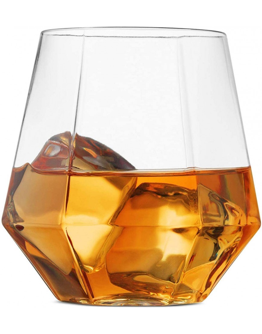 32 Pack Diamond Shaped Plastic Stemless Wine Glasses Disposable 12 Oz Clear Plastic Wine Whiskey Cups Shatterproof Recyclable and BPA-Free