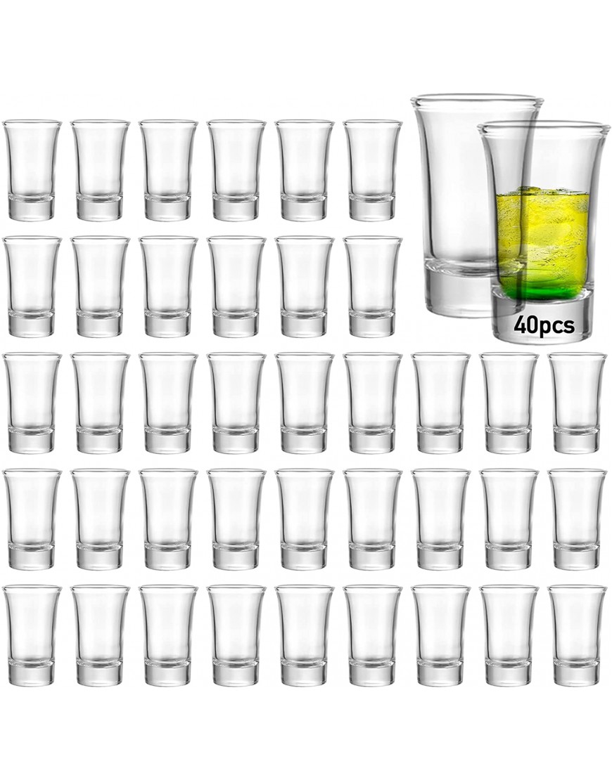 40 Pack Shot Glass Bulk Set with Heavy Base Aoeoe 1.5 Ounce Whiskey Shot Glasses Clear Shot Glass Set Round Shot Glasses Bulk Small Glass Shot Cups for Vodka Whiskey Tequila Espresso Liquor
