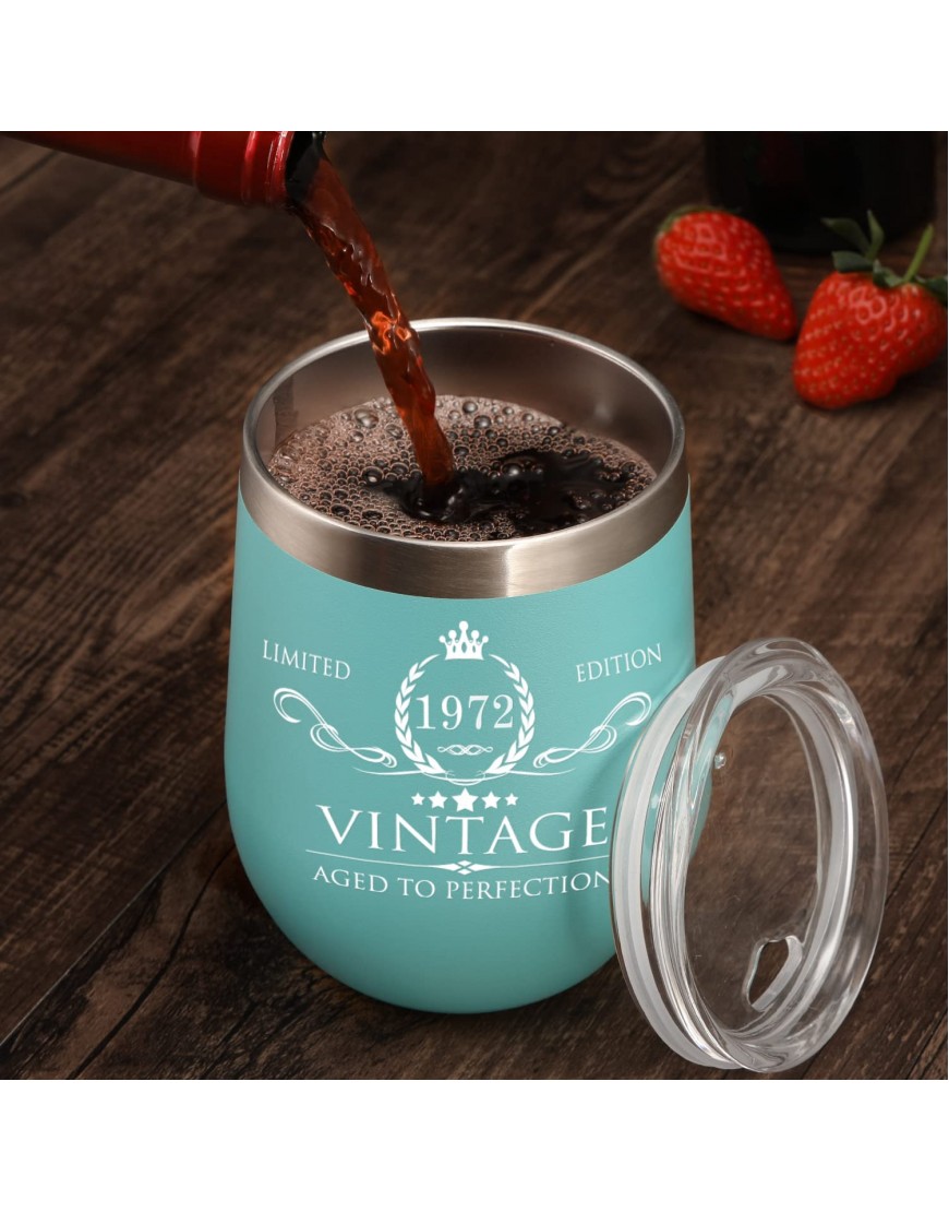 50th Birthday Gifts for Women Men Wine Tumbler 50th Birthday Decorations for Her Him Mom Dad Husband Wife Funny 50th Bday Gifts Idea 12oz Double Wall Vacuum Cup w Lid & Straw
