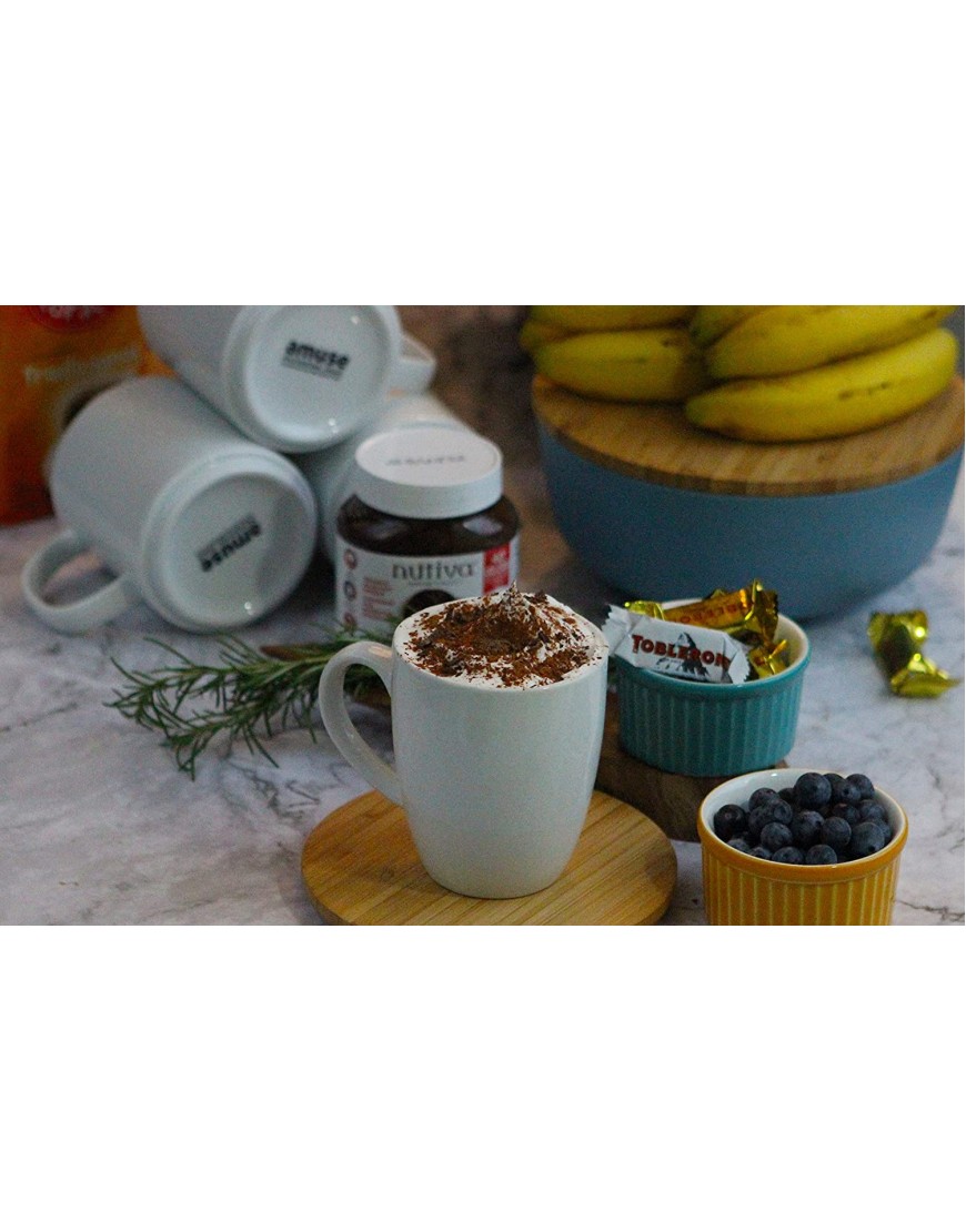 Amuse- Professional Barista Cozy Collection Mug for Coffee Tea or Chocolate- Set of 6 Medium 12 oz.