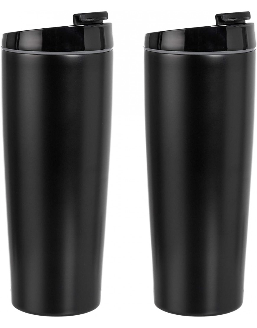 Basics Stainless Steel Tumbler with Flip Lid Vacuum Insulated– 30-Ounce 2-Pack Black