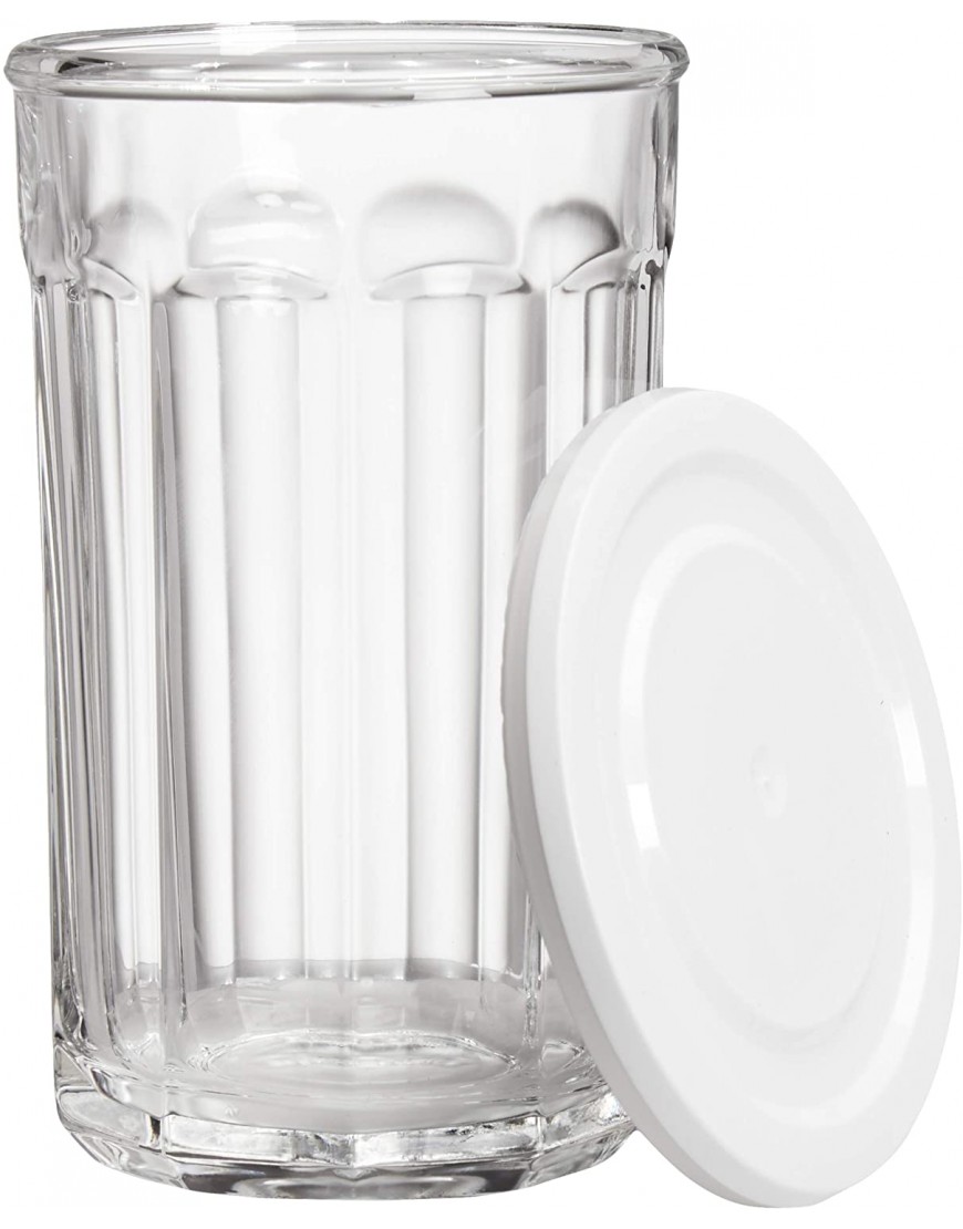 Basics Westridge 8-Piece 4 Glasses 4 Lids Heavy Duty Glass Drinkware and Storage Set with Lids 21-Ounce