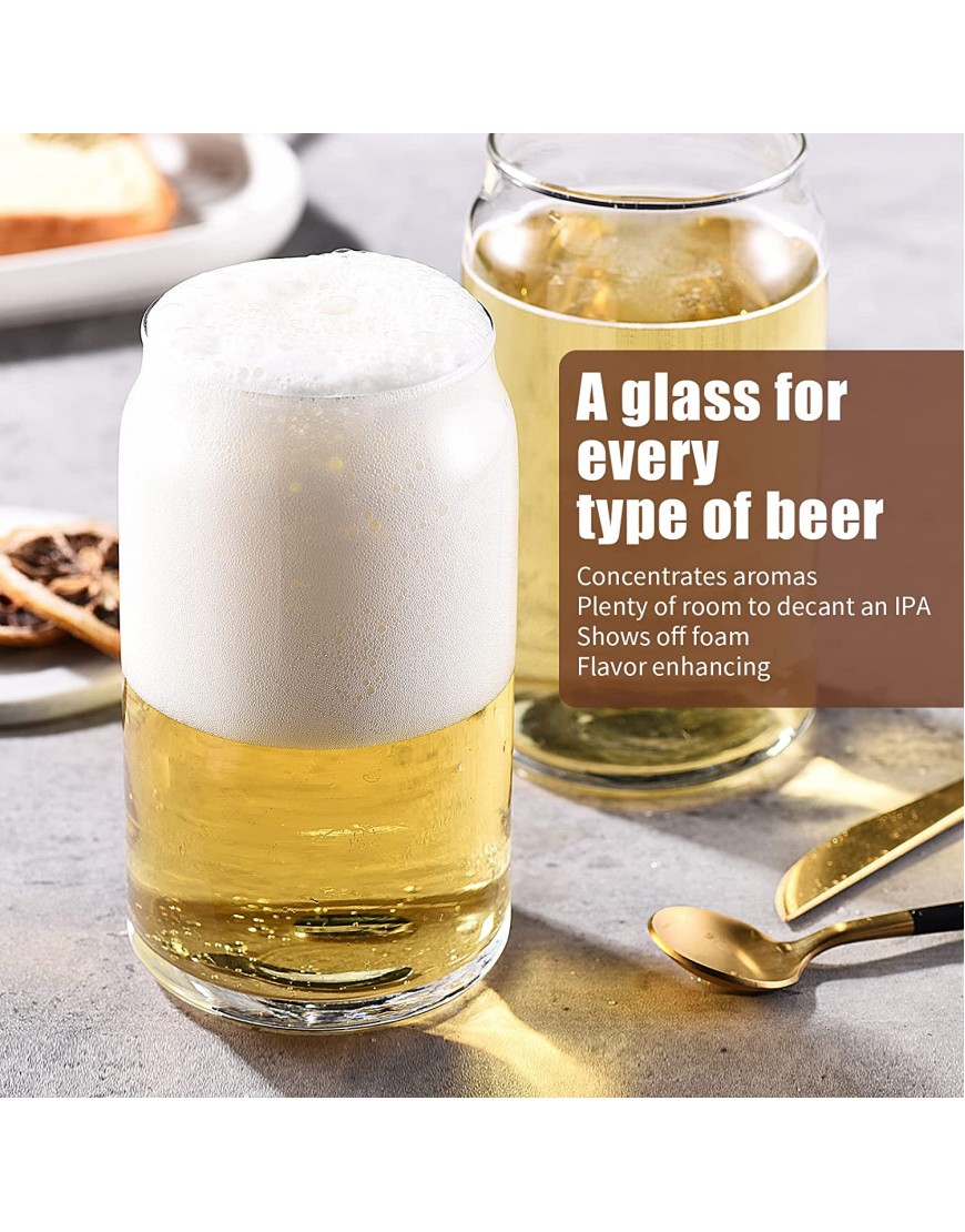 Beer Can Glass Can Shaped Glass Cups 16 oz Glass Cups Set Of 12 Beer Glasses Drinking Glasses Bulk For Beer Soda Iced Coffee Smoothies Cocktails