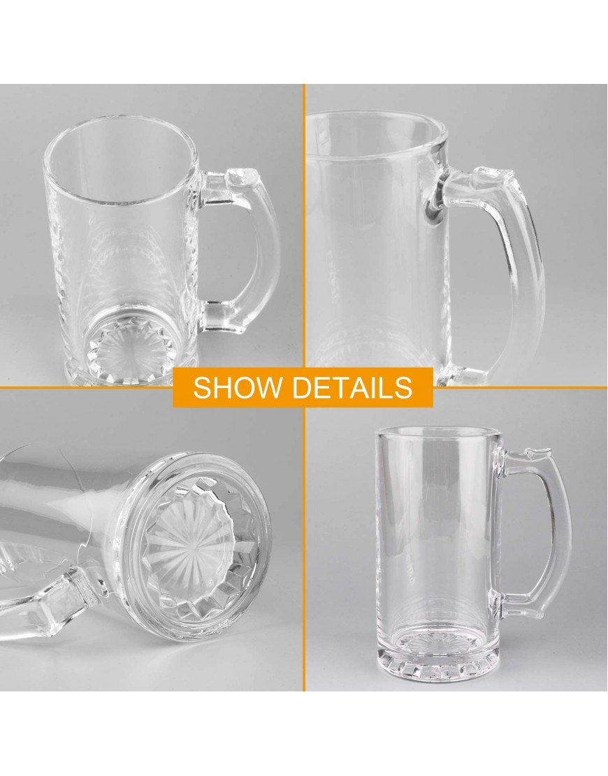 Beer Mugs Set,Glass Mugs With Handle 16oz,Large Beer Glasses For Freezer,Beer Cups Drinking Glasses 500ml,Pub Drinking Mugs Stein Water Cups For Bar,Alcohol,Beverages Set of 8 KTZB02…