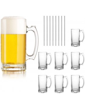 Beer Mugs Set,Glass Mugs With Handle 16oz,Large Beer Glasses For Freezer,Beer Cups Drinking Glasses 500ml,Pub Drinking Mugs Stein Water Cups For Bar,Alcohol,Beverages Set of 8 KTZB02…