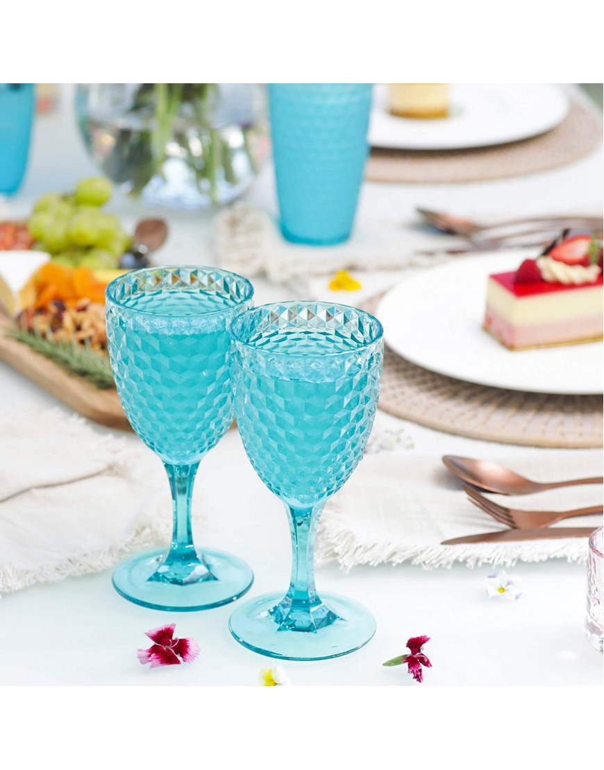 BELLAFORTE Shatterproof Tritan Plastic Wine Glass 12oz set of 4 Laguna Beach Drinking Glasses Unbreakable Glassware for Indoor and Outdoor Use Reusable Drinkware Blue