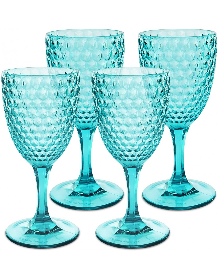 BELLAFORTE Shatterproof Tritan Plastic Wine Glass 12oz set of 4 Laguna Beach Drinking Glasses Unbreakable Glassware for Indoor and Outdoor Use Reusable Drinkware Blue