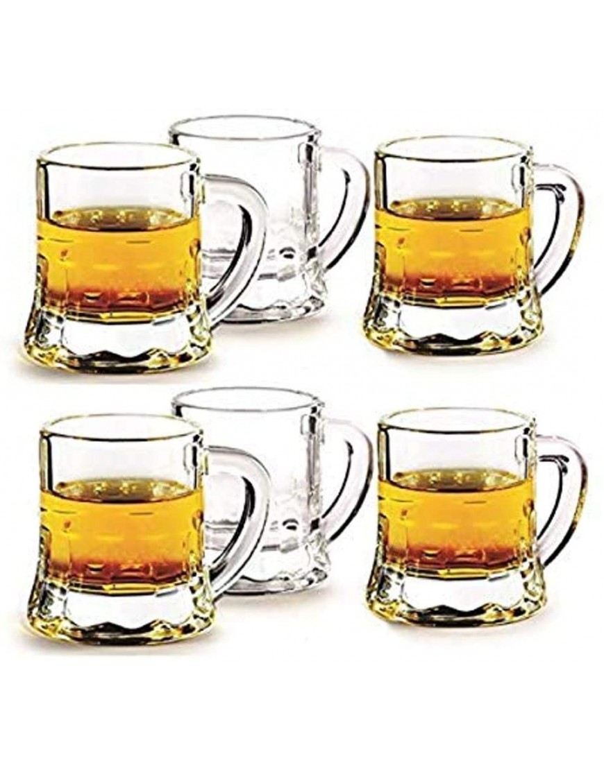 Circleware Roadhouse Heavy Base Whiskey Beer Mug Shaped Shot Glasses Set of 6 Party Home Dining Beverage Drinking Glassware for Brandy Liquor Bar Decor Jello Cups 1.7 oz Clear