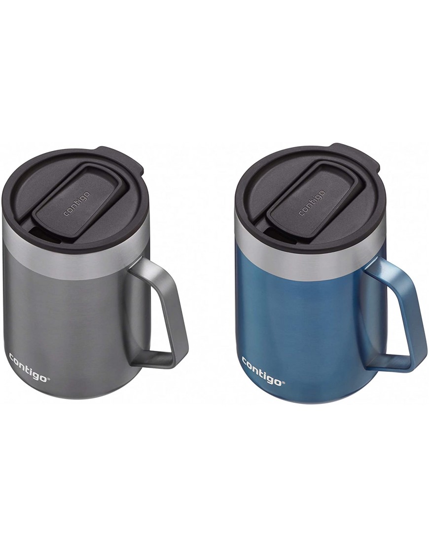 Contigo Stainless Steel Vacuum-Insulated Mug with Handle and Splash-Proof Lid 14 oz Sake & Blue Corn