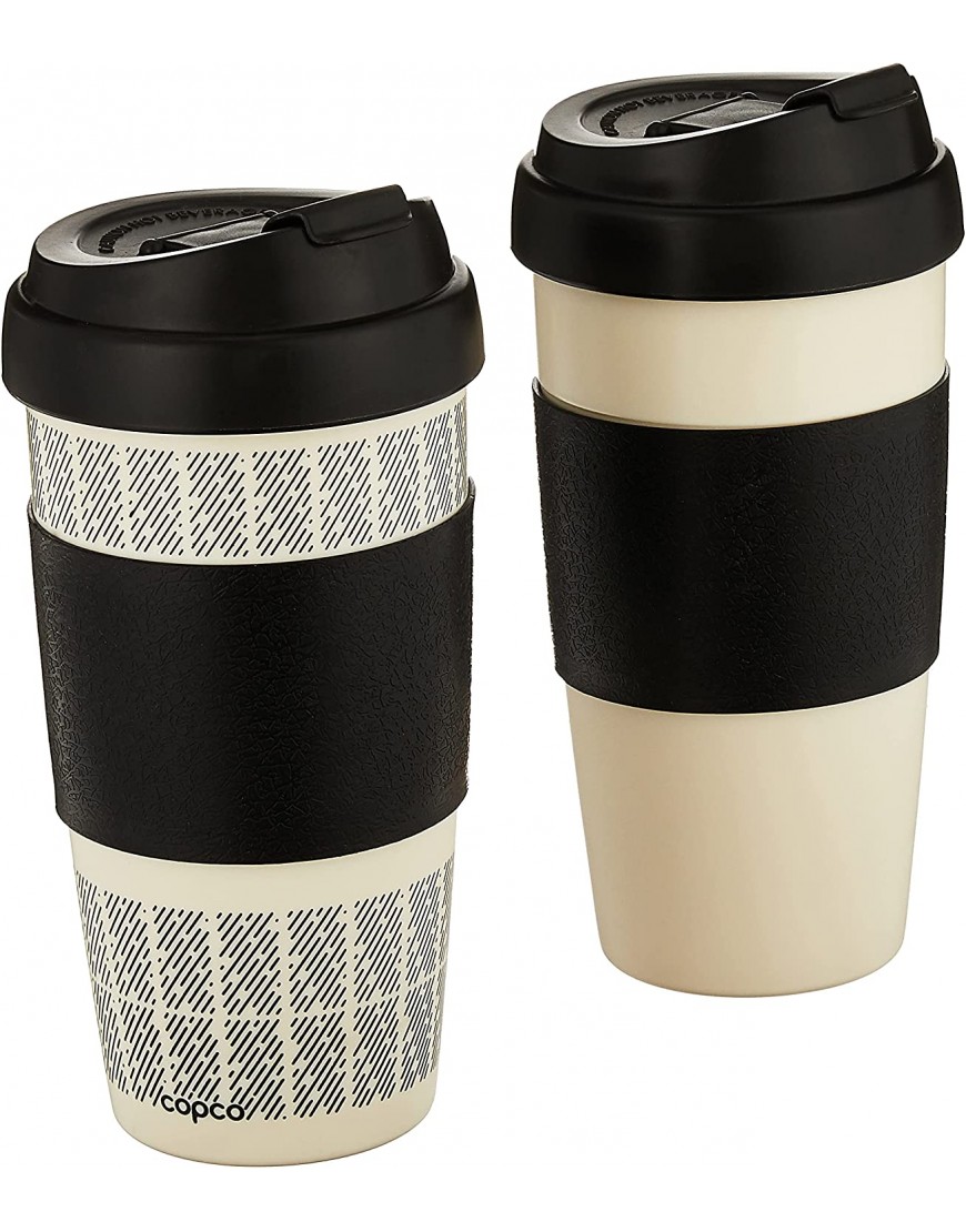 Copco Reusable Set of 2 Insulated Double Wall Travel Mugs 2 Count Pack of 1 White Black
