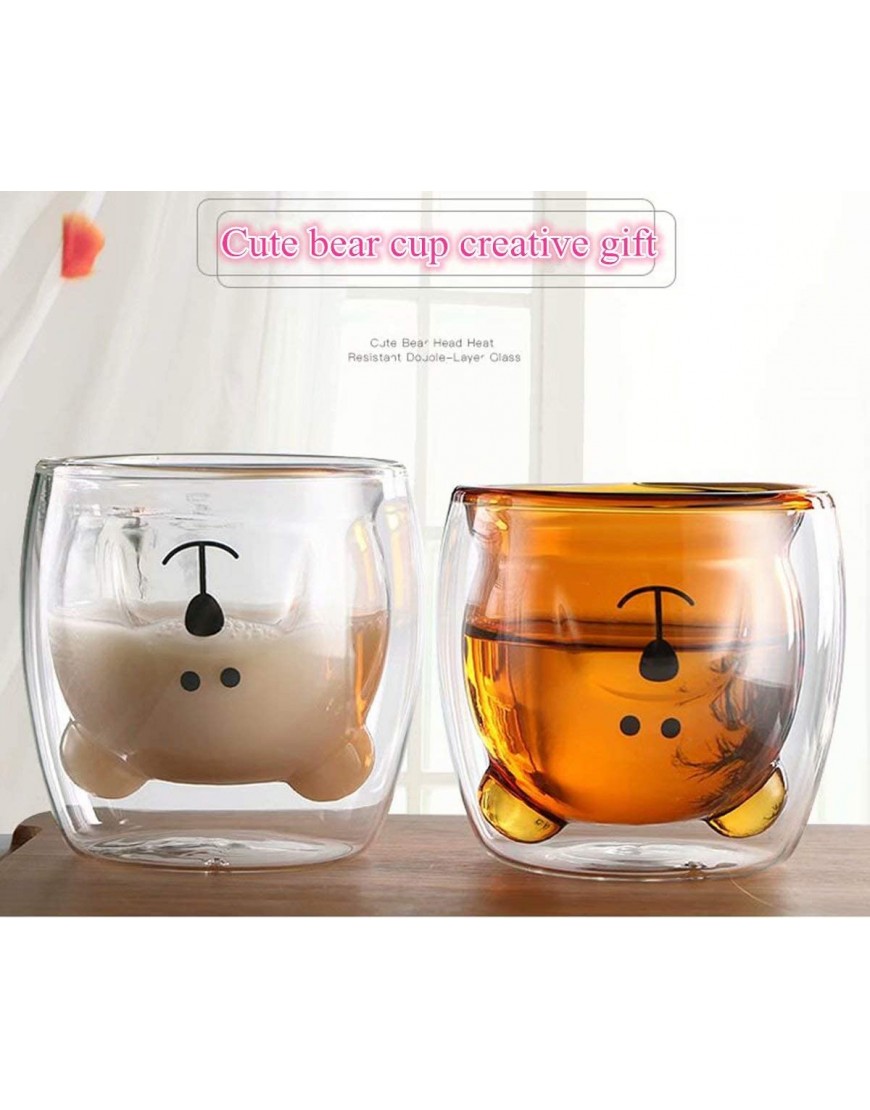 Cute Mugs Bear Tea Coffee Cup Milk Couple Double Wall Glass Mugs Funny Valentine's Day Birthday Gifts for You