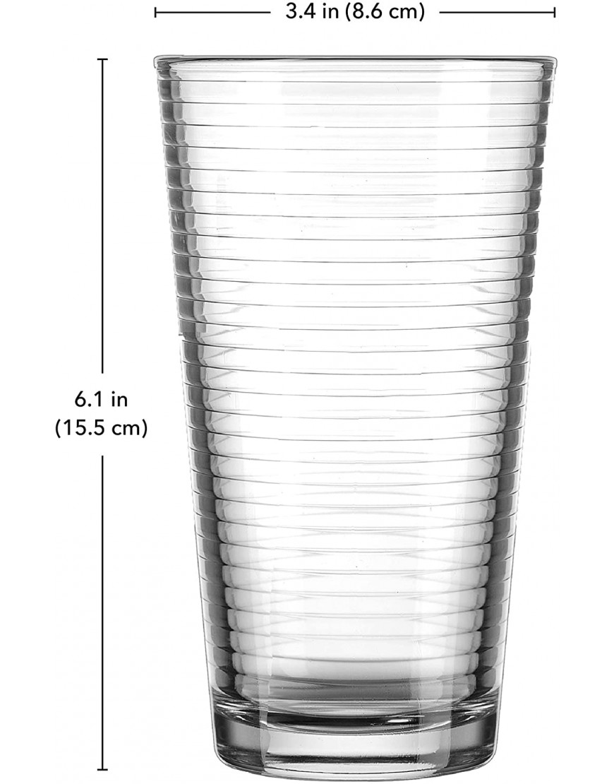 Drinking Glasses Set of 10 Highball Glass Cups By Glavers Premium Quality Cooler 17 Oz. Ribbed Glassware. Ideal for Water Juice Cocktails and Iced Tea. Dishwasher Safe.
