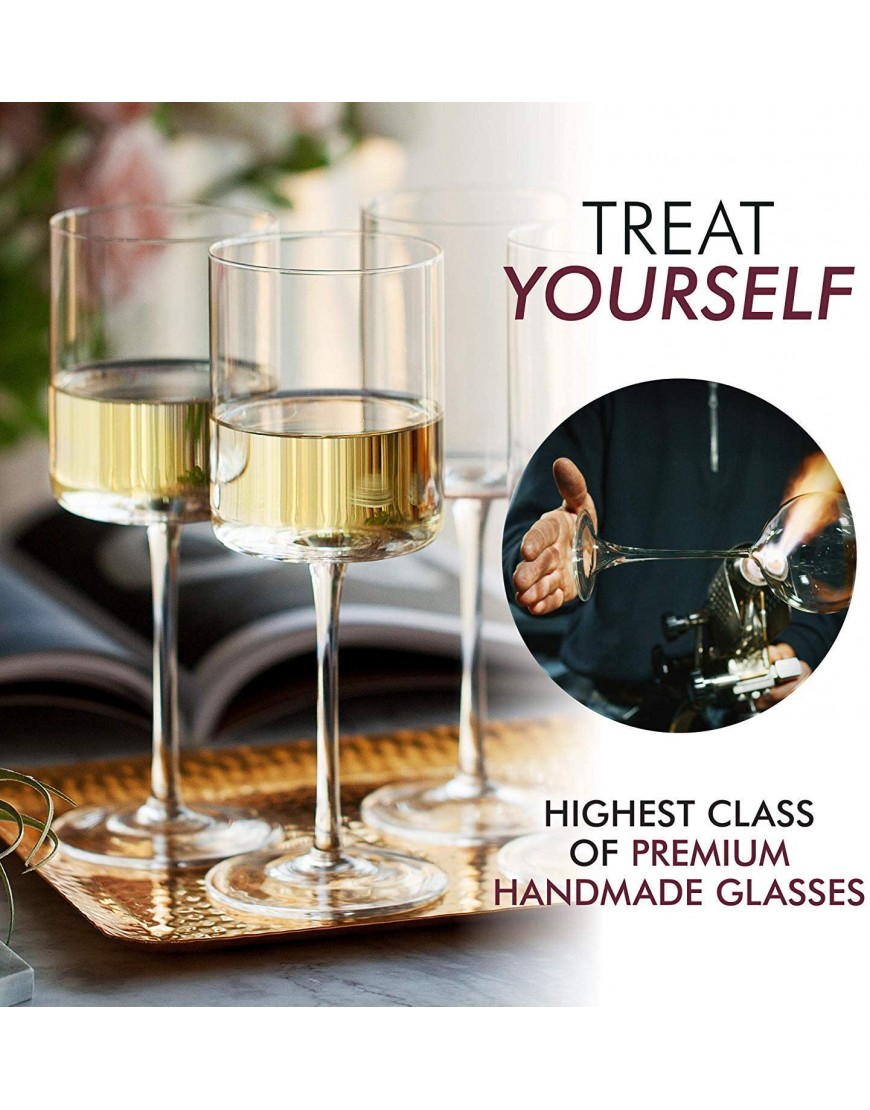 Elixir Glassware Crystal Wine Glasses Set of 4 14 oz Stemware Red Wine & White Wine Entertaining Drinkware 100% Lead-Free Glass Unique Modern Design