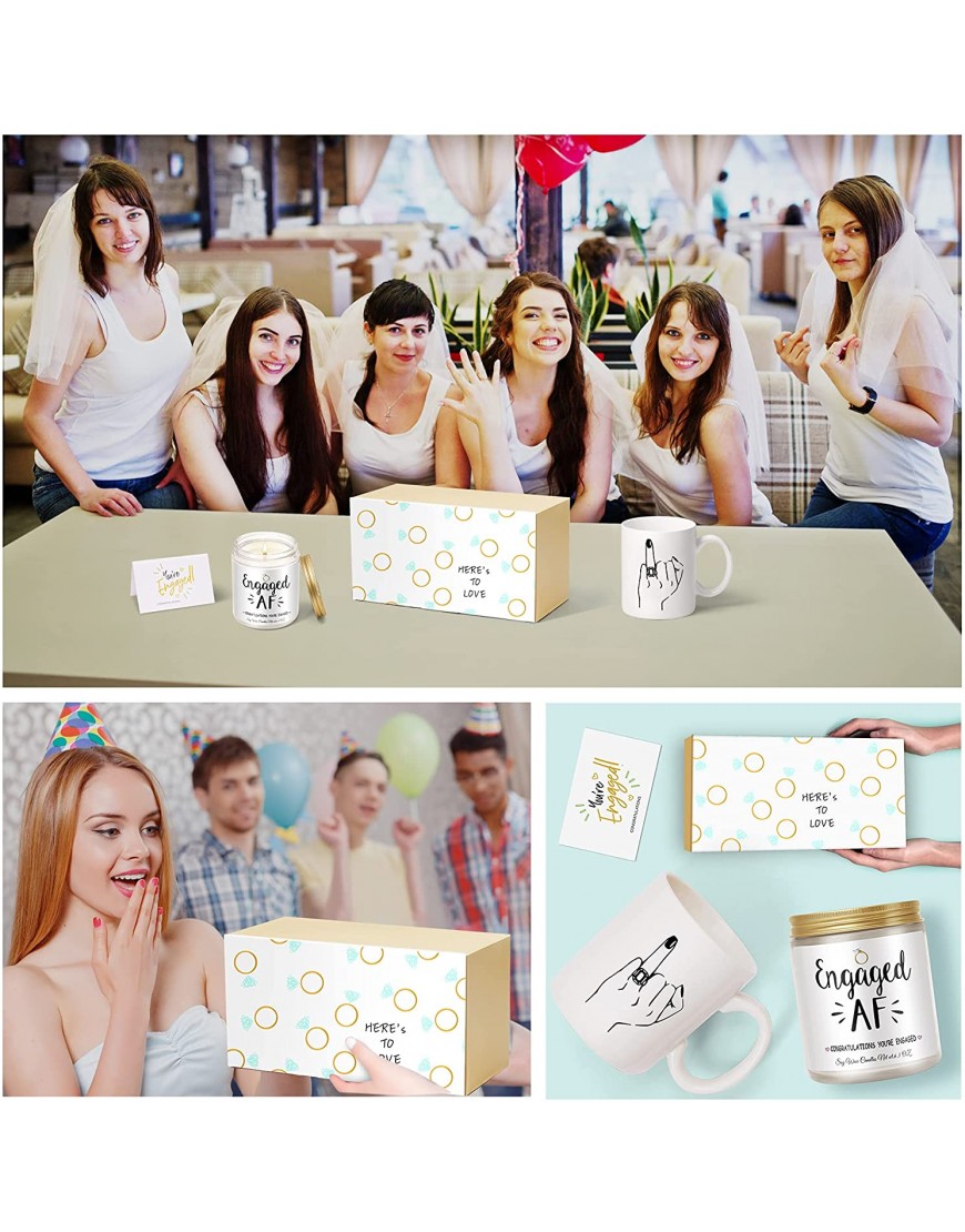 Engagement Gifts for Couples Women Newly Engaged Gifts Unique Mr And Mrs Wedding Engaged AF Soy Wax Candle Gifts for Her Ring Finger Coffee Mug Engagement Bride Gifts Engagement Gift for Women