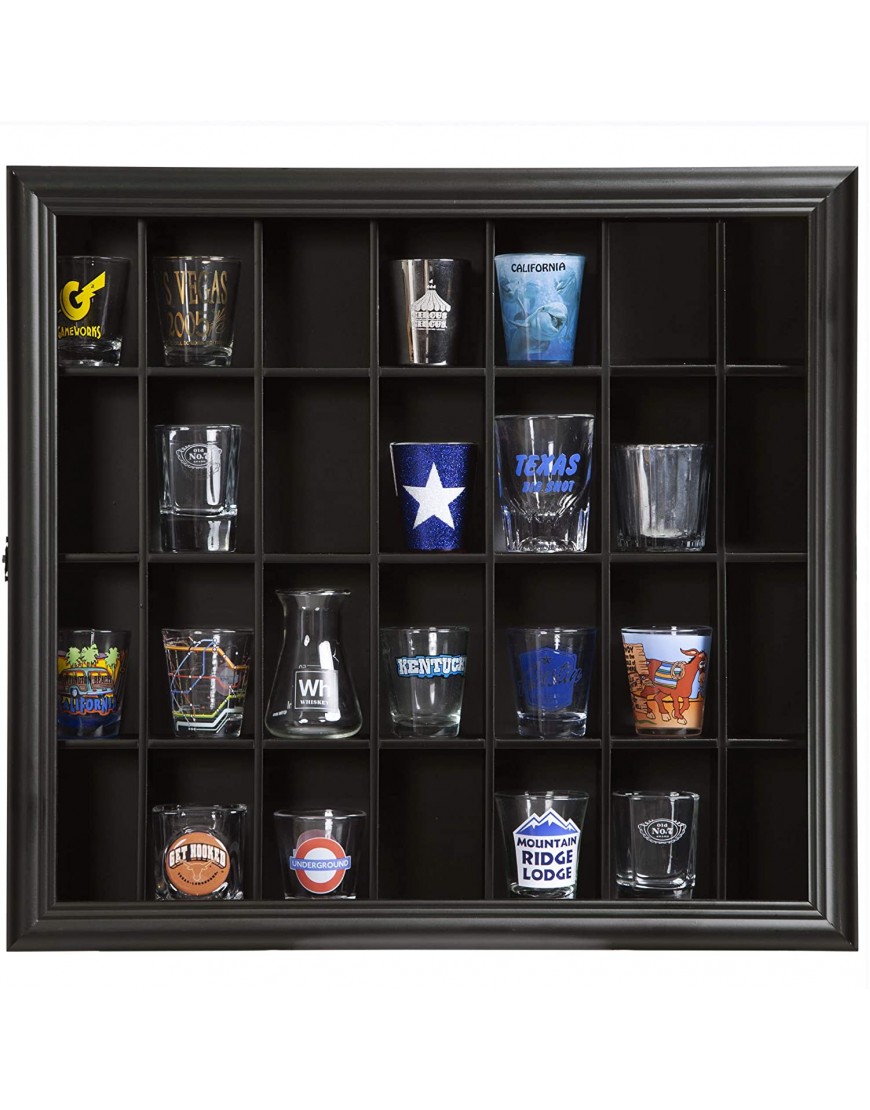 Gallery Solutions 18x16 Shot Glass Hinged Front Display Case 18" x 16" Black