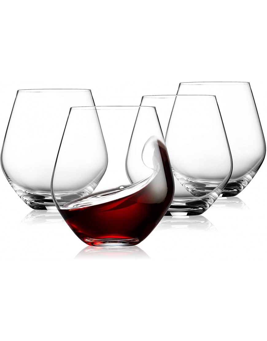 Godinger Wine Glasses Stemless Wine Glasses Red Wine Glasses Drinking Glasses European Made Stemless Wine Glass 17oz Set of 4