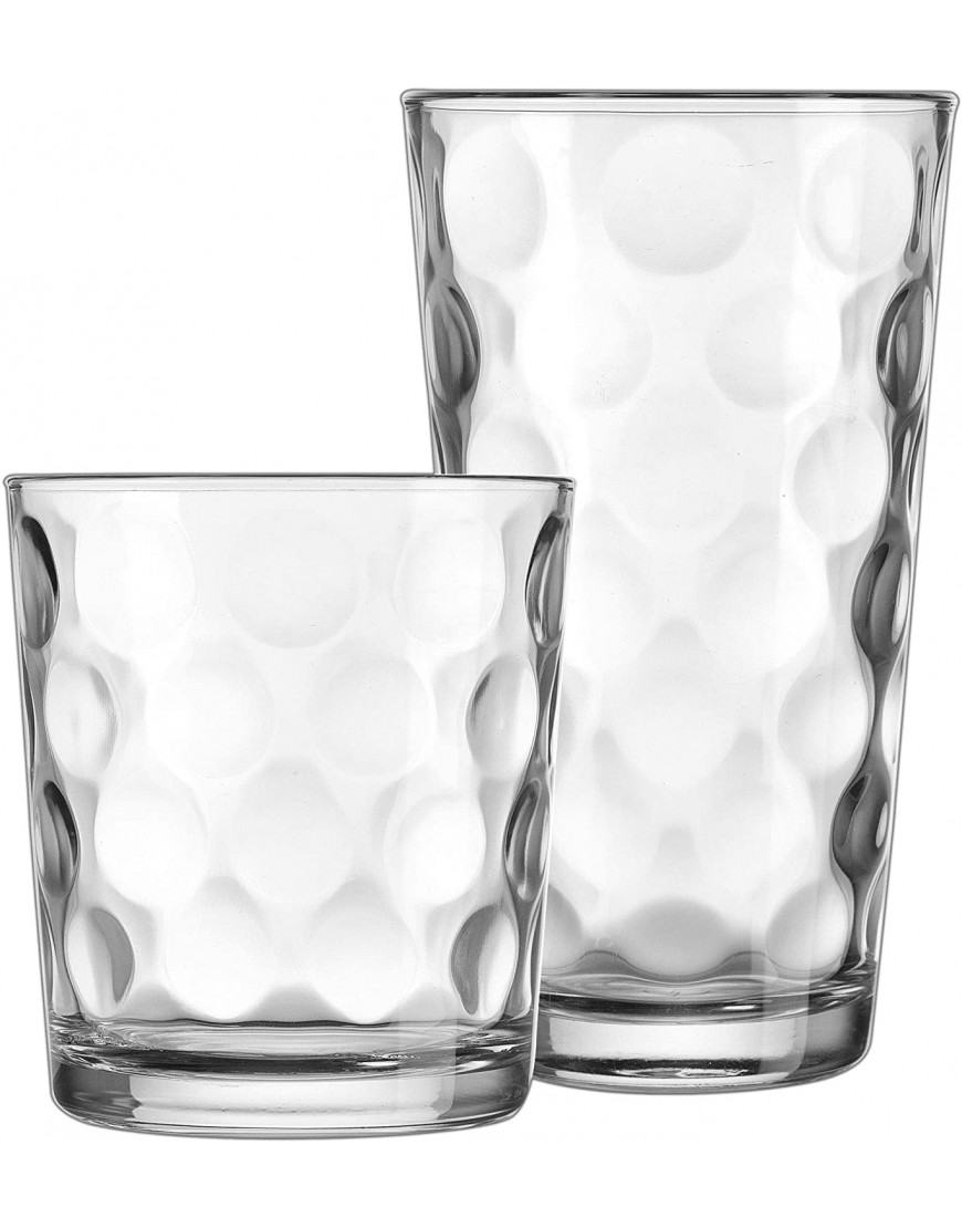 HE Modern Drinking Glasses Set 12-Count Galaxy Glassware Includes 6 Cooler Glasses 17oz 6 DOF Glasses13oz12-piece Elegant Glassware Set