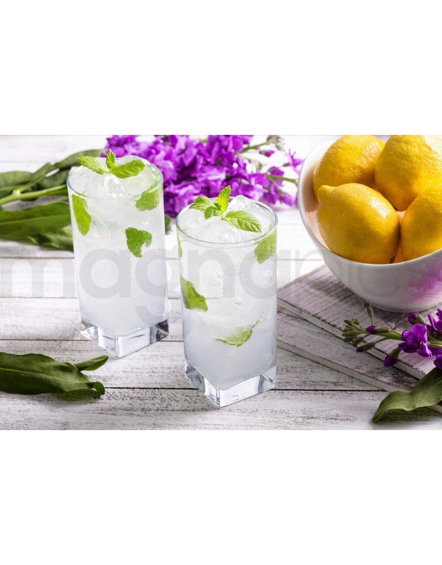 Highball Glasses [Set of 4] + 4 Stainless Steel Straws 16 oz Lead-Free Crystal Clear Glass Elegant Drinking Cups for Water Wine Beer Cocktails and Mixed Drinks Round Top Square Bottom
